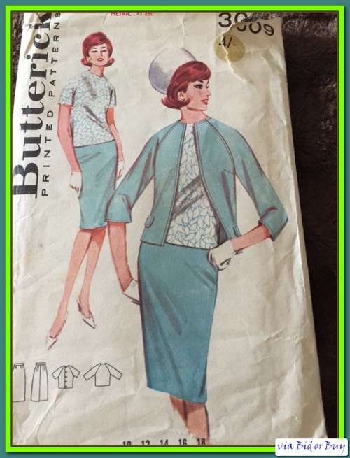PATTERN BUTTERICK 3009 - JACKET SKIRT OVERBLOUSE (SIZE 16, 36)