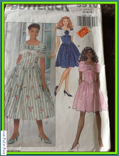 PATTERN BUTTERICK 5910 - DRESS (SIZE 14-16-18)