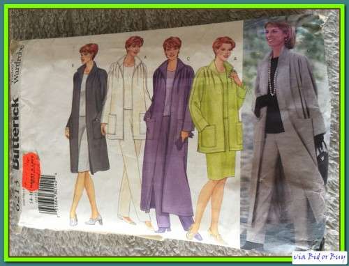 PATTERN BUTTERICK 6213 - JACKET, DUSTER, TOP, SKIRT & PANTS (SIZE 14 - 16, 8 - 24)