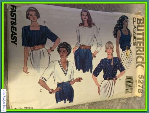 PATTERN BUTTERICK 5278 - TOPS (SIZE 12-14-16, 6-22)