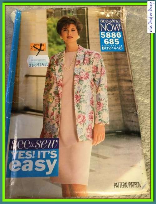 PATTERN SEW & SEW 5886 - JACKET/DRESS (SIZE 12-14-16, 6-22)