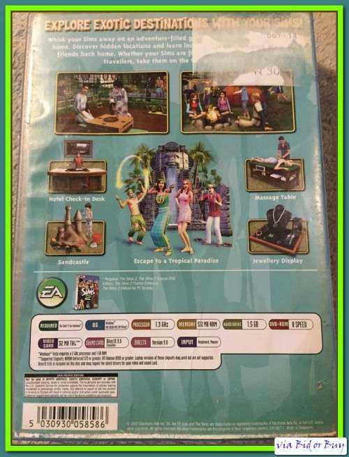PC DVD - SIMS 2 BON VOYAGE (SERIAL KEY AND BOOKLET INC)