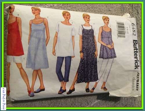PATTERN BUTTERICK 6482 - MATERNITY TOP, DRESS, SHORTS & PANTS (SIZE 6-8-10, 6-22)