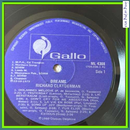LP - RICHARD CLAYDERMAN: BALLAD FOR ADELINE