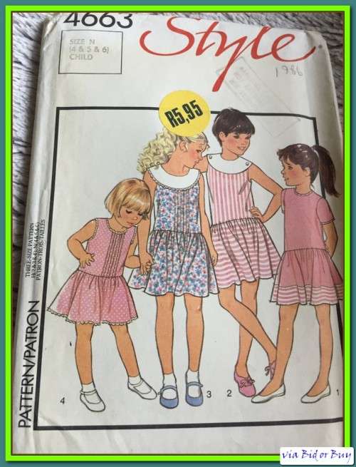 PATTERN STYLE 4663 - CHILDRENS' DRESS (UNUSED)(SIZE 2+3+4, 2-6)