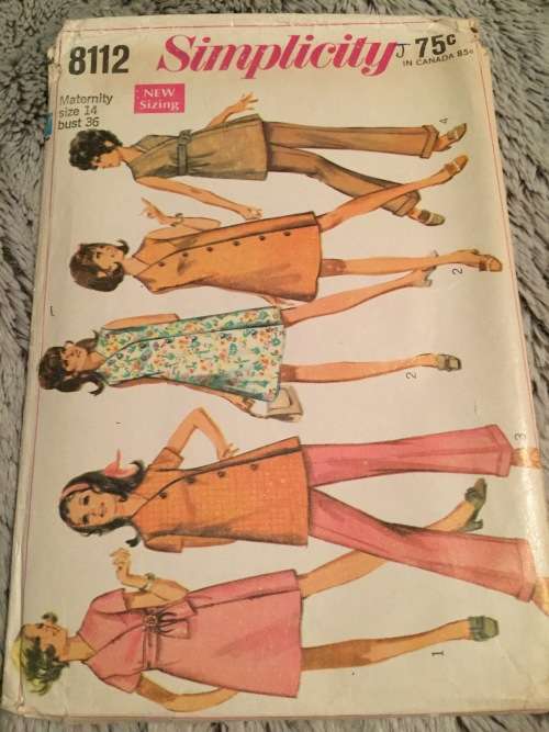 PATTERN SIMPLICITY 8112 (VINTAGE) - MATERNITY WRAP DRESS OR TOP AND PANTS (SIZE 14....8-18)