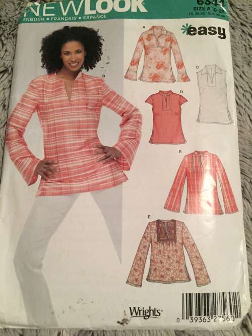 PATTERN NEW LOOK 6344 - BLOUSE ( SIZE 10-22)
