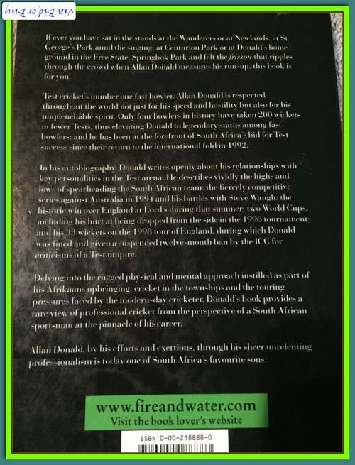 BOOK - ALLAN DONALD (WHITE LIGHTNING) : THE AUTOBIOGRAPHY