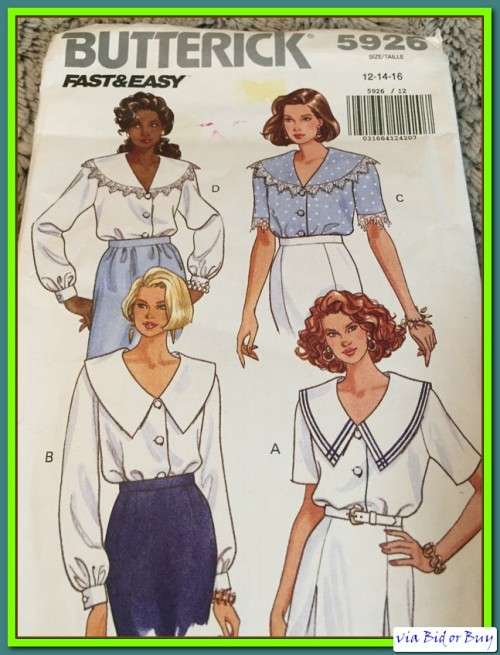 PATTERN BUTTERICK 5926 - BLOUSE (SIZE 12-14-16, 6-22)