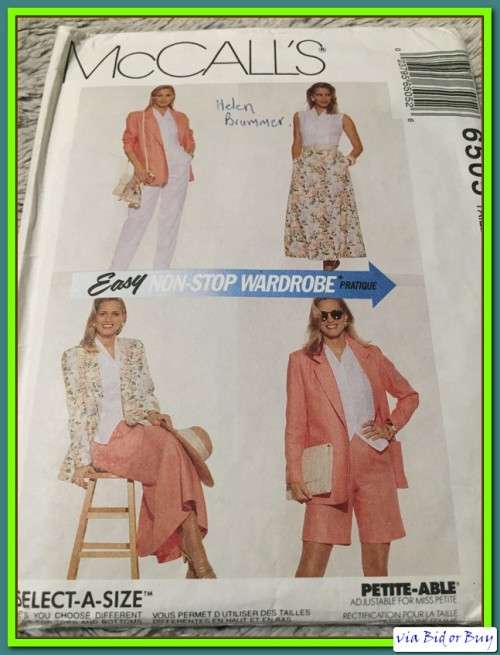 PATTERN MCCALL'S 6505 (EASY NON STOP WARDROBE - JACKET/TOP/SKIRT/PANTS/SHORTS (SIZE 10-12-14, 8-24)