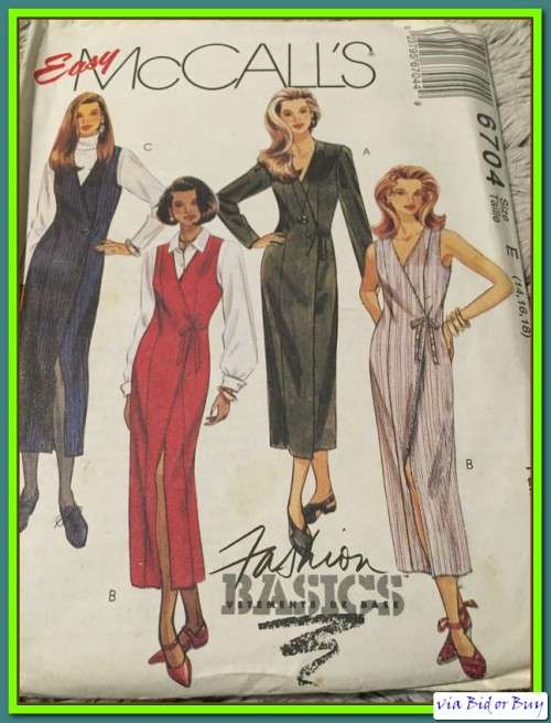 PATTERN MCCALL'S 6704 - WRAP DRESS AND JUMPER (SIZE 14-16-18, 4-18)