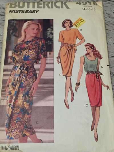PATTERN BUTTERICK 4910 - TOP/SKIRT/SASH (SIZE 14-16-18, 6-18)