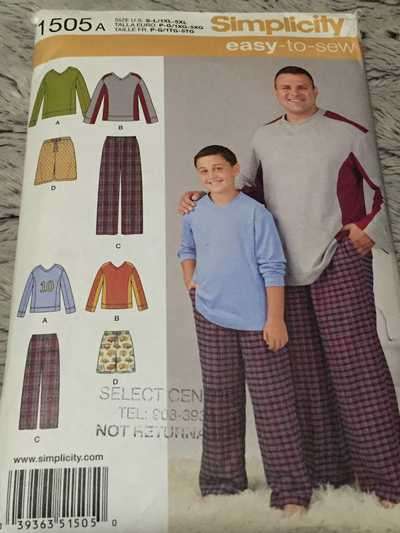PATTERN SIMPLICITY 1505A - HUSKY BOYS' AND BIG AND TALL MEN'S PANTS/SHORTS/TOP (SIZE S-5XL)