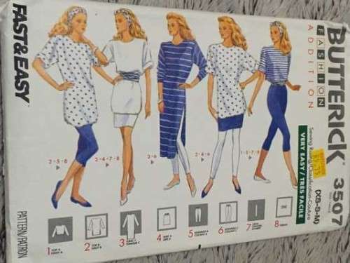 PATTERN BUTTERICK 3507 - TOP/TUNIC/SKIRT/LEGGINGS/SASH/TURBAN (SIZEXS-S-M, XS - XL)