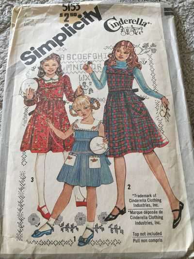 PATTERN SIMPLICITY 5153 - CHILD'S AND GIRLS' PULLOVER DRESS, JUMPER AND DICKIE (SIZE 4, 4-6&7-14)
