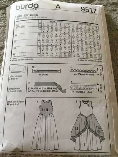 PATTERN BURDA KIDS 9517 - DRESS (SIZE 2-8)