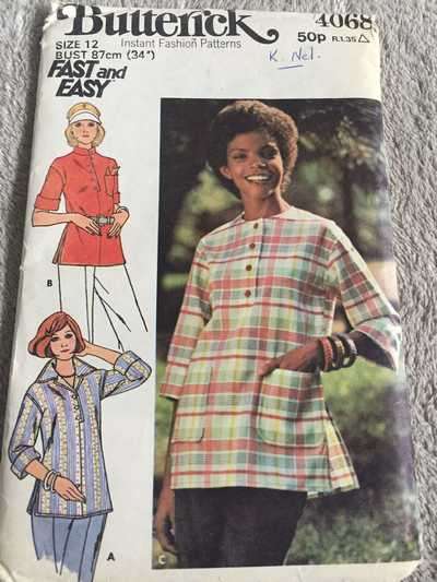 PATTERN BUTTERICK 4068 - TOPS (SIZE 12, 8-18)
