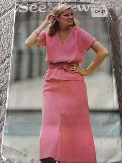 PATTERN SEE & SEW 6937 - TOP & SKIRT (SIZE 8-10-12, 8-18)