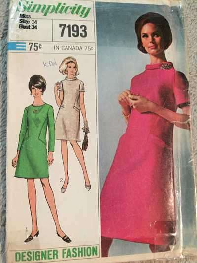 PATTERN SIMPLICITY 7193 (VINTAGE) - DRESS DESIGNER FASHION (SIZE 14, 8-18)