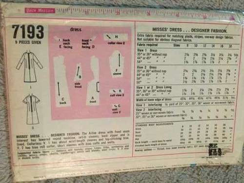 PATTERN SIMPLICITY 7193 (VINTAGE) - DRESS DESIGNER FASHION (SIZE 14, 8-18)