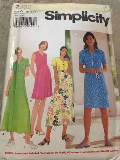 PATTERN SIMPLICITY 7592 - DRESS (SIZE 10-12-14, 4-20)