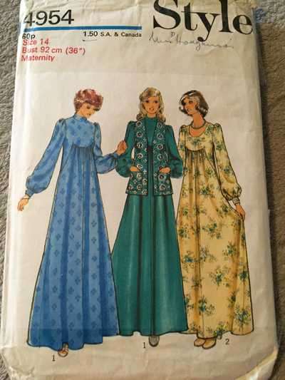 PATTERN STYLE 4954 (VINTAGE) - MATERNITY CARDIGAN AND DRESS (SIZE 14, 8-16)