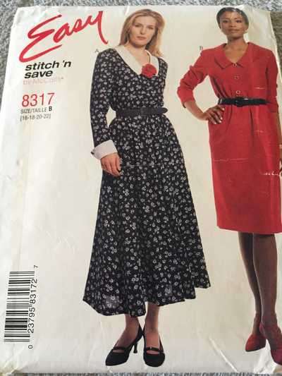 PATTERN MCCALL`S 8317 STITCH `N SAVE (UNUSED) - DRESSES IN 2 LENGTHS (SIZE 16-18-20-22)