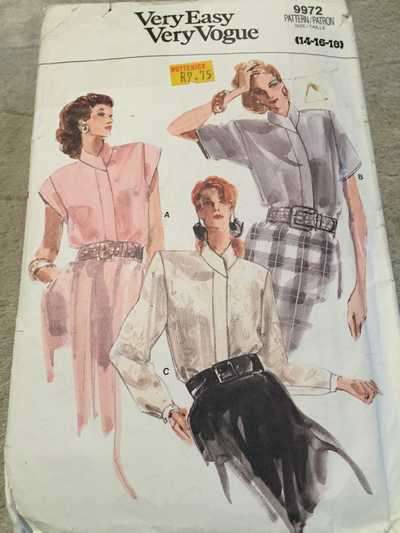 PATTERN VOGUE 9972 - BLOUSE (SIZE 14-16-18, 8-24)