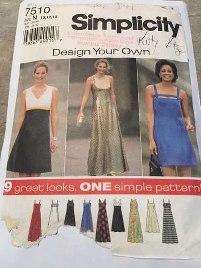 PATTERN SIMPLICITY 7510 - DRESS (SIZE 10-12-14, 4-20)