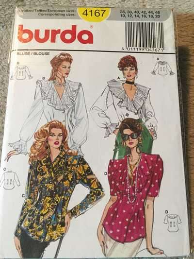 PATTERN BURDA 4167 - VARIOUS BLOUSES (SIZE 10-20)