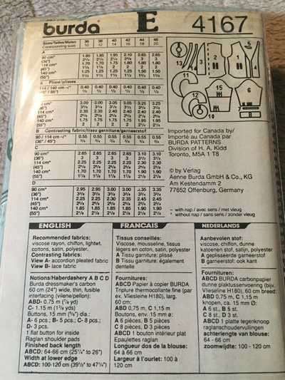 PATTERN BURDA 4167 - VARIOUS BLOUSES (SIZE 10-20)