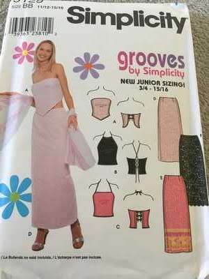 PATTERN SIMPLICITY 9129 (UNUSED) - SKIRT AND TOP (SIZE 11/12-15/16)