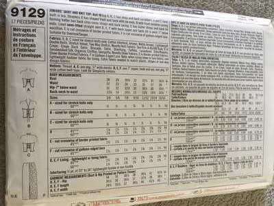 PATTERN SIMPLICITY 9129 (UNUSED) - SKIRT AND TOP (SIZE 11/12-15/16)