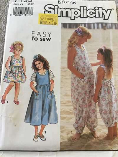 PATTERN SIMPLICITY 7195 - JUMPSUIT/JUMPER/SUNDRESS/TOP (SIZE 2-6X)