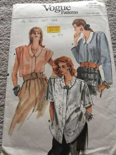 PATTERN VOGUE 9916 - BLOUSE (SIZE 14-16-18)