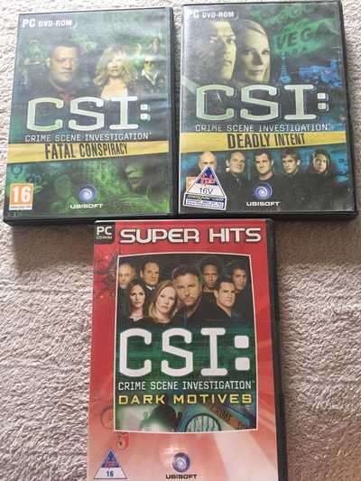 PC GAME: 3 IN ONE - CSI  1. FATAL CONSPIRACY, 2 DARK MOTIVES, 3 DEADLY INTENT