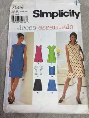 PATTERN SIMPLICITY 7509 - DRESS, TOP & SKIRT (SIZE 16-18-20)