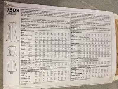 PATTERN SIMPLICITY 7509 - DRESS, TOP & SKIRT (SIZE 16-18-20)