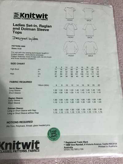 PATTERN KNITWIT 3000 - TOPS (SIZE 6-22)