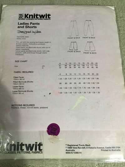 PATTERN KNITWIT 4000 - PANTS AND SHORTS (SIZE 6-22)