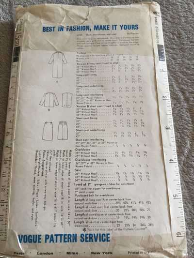 PATTERN VOGUE 6741 - SKIRT/OVER BLOUSE AND COAT (SIZE 16)