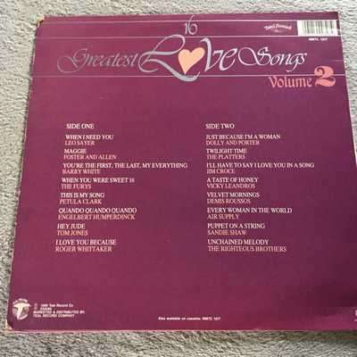 LP - 16 GREATEST LOVE SONGS VOLUME 2 (ROGER WHITTAKER, AIR SUPPLY ETC ETC)