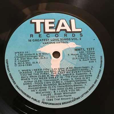 LP - 16 GREATEST LOVE SONGS VOLUME 2 (ROGER WHITTAKER, AIR SUPPLY ETC ETC)