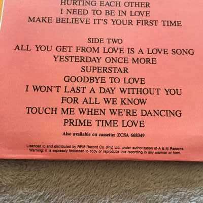 LP CARPENTERS: 16 GREATEST LOVE SONGS