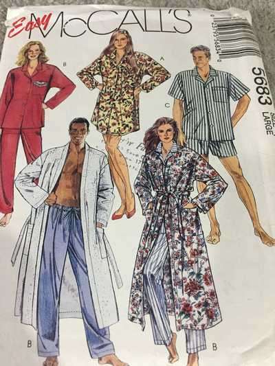 PATTERN MCCALL'S 5683 (UNUSED) - MISSES', MEN'S AND TEEN BOYS' SLEEPWEAR (SIZE XS - XL)
