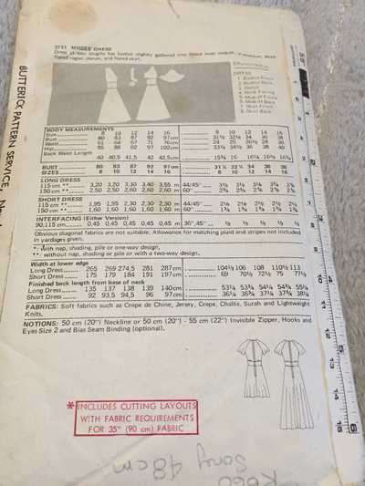 PATTERN BUTTERICK 3731 (VINTAGE) - DRESS (SIZE 10)