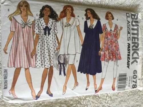 PATTERN BUTTERICK 6078 - MATERNITY DRESS, TOP, SKIRT AND LEGGINGS (SIZE 14-16-18-20)