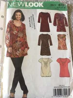 PATTERN NEW LOOK 6731 - TOP/TUNIC (SIZE 8-18)