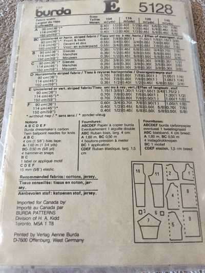 PATTERN BURDA 5128 - CHILDREN'S CLOTHES (SIZE 4-10)
