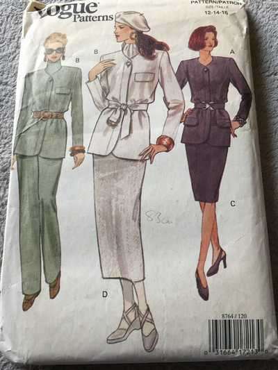PATTERN VOGUE 8764 - JACKET/SKIRT/PANTS (SIZE 12-14-16)